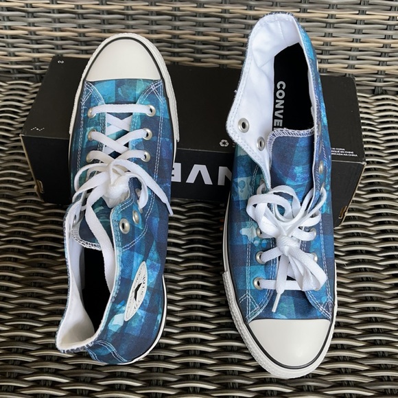 Converse Chuck Taylor All Star Hi Blue Plaid/White/Black MEN`S - Picture 13 of 16